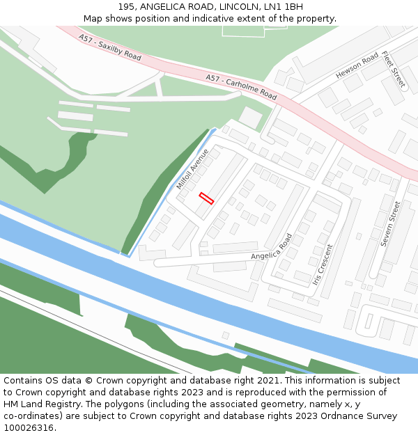 195, ANGELICA ROAD, LINCOLN, LN1 1BH: Location map and indicative extent of plot