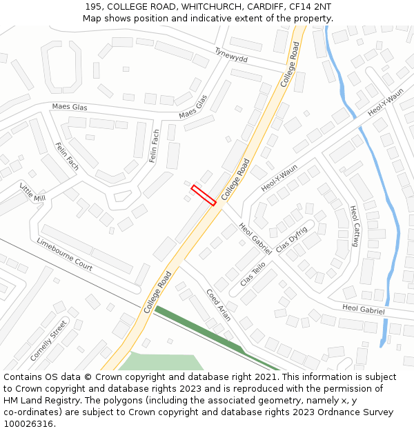 195, COLLEGE ROAD, WHITCHURCH, CARDIFF, CF14 2NT: Location map and indicative extent of plot