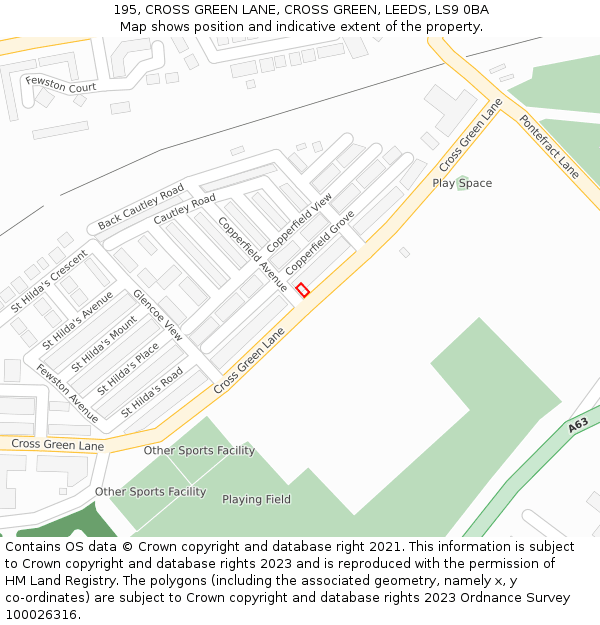 195, CROSS GREEN LANE, CROSS GREEN, LEEDS, LS9 0BA: Location map and indicative extent of plot