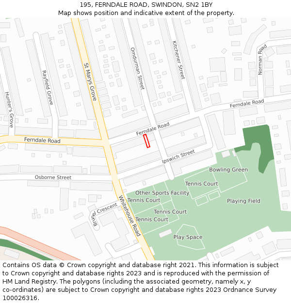 195, FERNDALE ROAD, SWINDON, SN2 1BY: Location map and indicative extent of plot