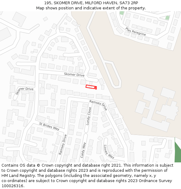 195, SKOMER DRIVE, MILFORD HAVEN, SA73 2RP: Location map and indicative extent of plot