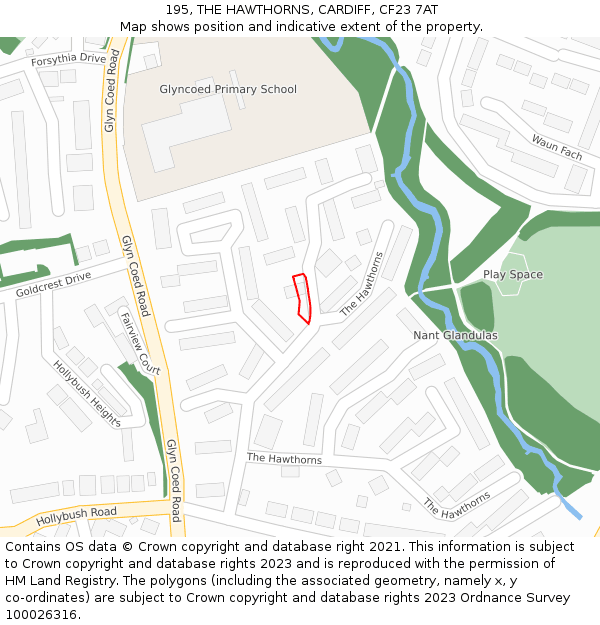 195, THE HAWTHORNS, CARDIFF, CF23 7AT: Location map and indicative extent of plot