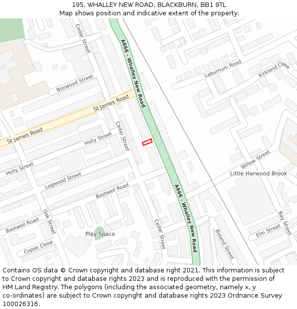 195, WHALLEY NEW ROAD, BLACKBURN, BB1 9TL: Location map and indicative extent of plot