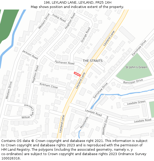 196, LEYLAND LANE, LEYLAND, PR25 1XH: Location map and indicative extent of plot
