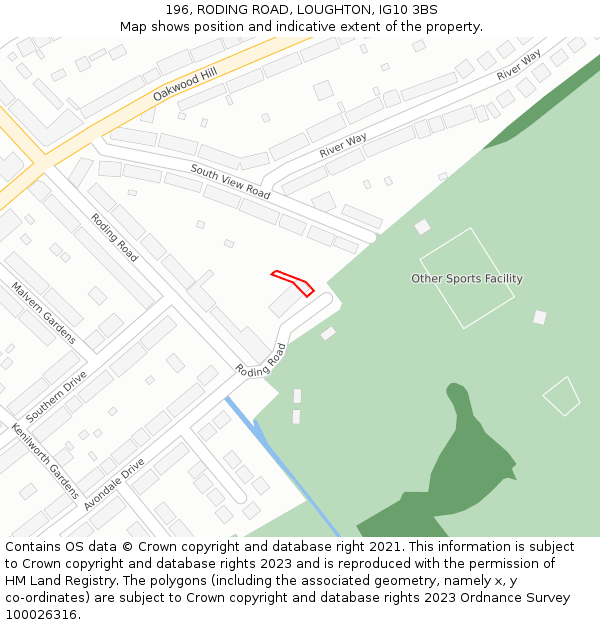 196, RODING ROAD, LOUGHTON, IG10 3BS: Location map and indicative extent of plot