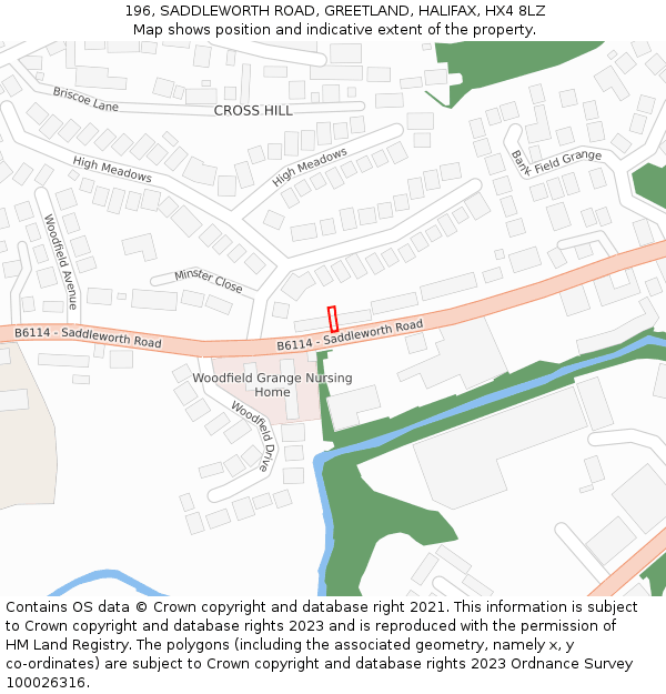 196, SADDLEWORTH ROAD, GREETLAND, HALIFAX, HX4 8LZ: Location map and indicative extent of plot