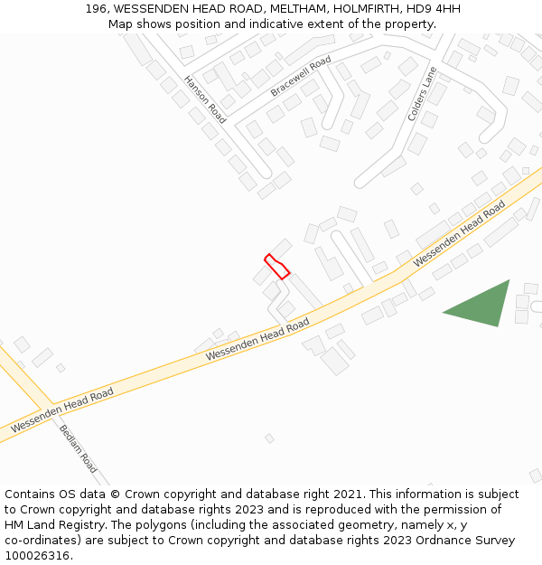 196, WESSENDEN HEAD ROAD, MELTHAM, HOLMFIRTH, HD9 4HH: Location map and indicative extent of plot