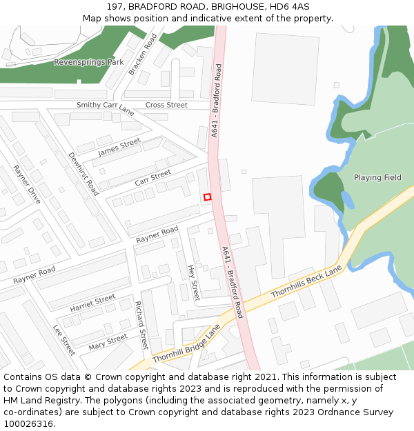 197, BRADFORD ROAD, BRIGHOUSE, HD6 4AS: Location map and indicative extent of plot
