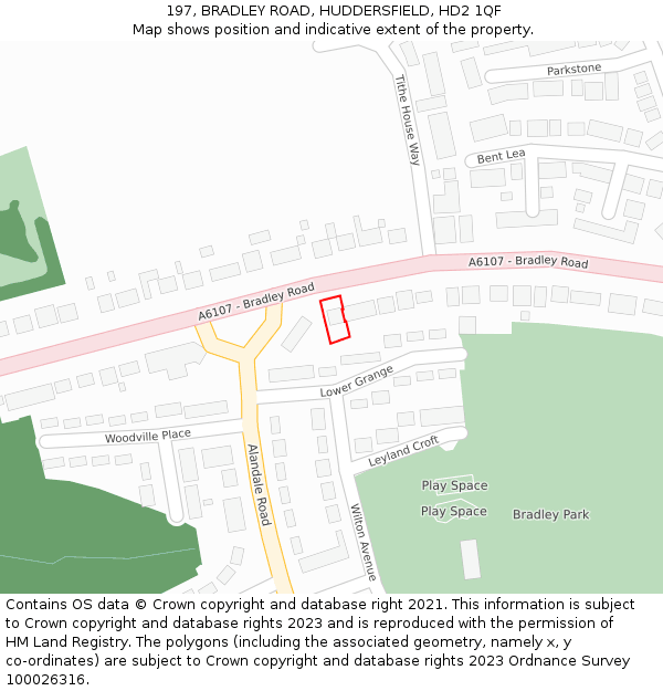 197, BRADLEY ROAD, HUDDERSFIELD, HD2 1QF: Location map and indicative extent of plot