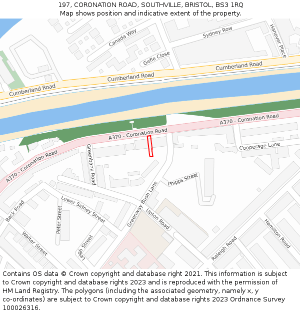 197, CORONATION ROAD, SOUTHVILLE, BRISTOL, BS3 1RQ: Location map and indicative extent of plot