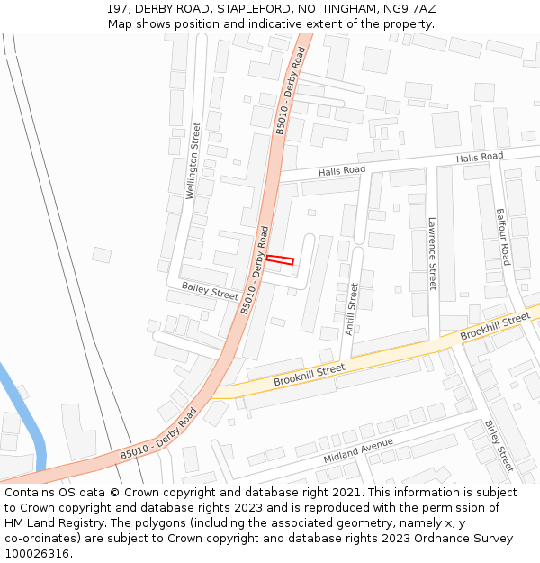 197, DERBY ROAD, STAPLEFORD, NOTTINGHAM, NG9 7AZ: Location map and indicative extent of plot