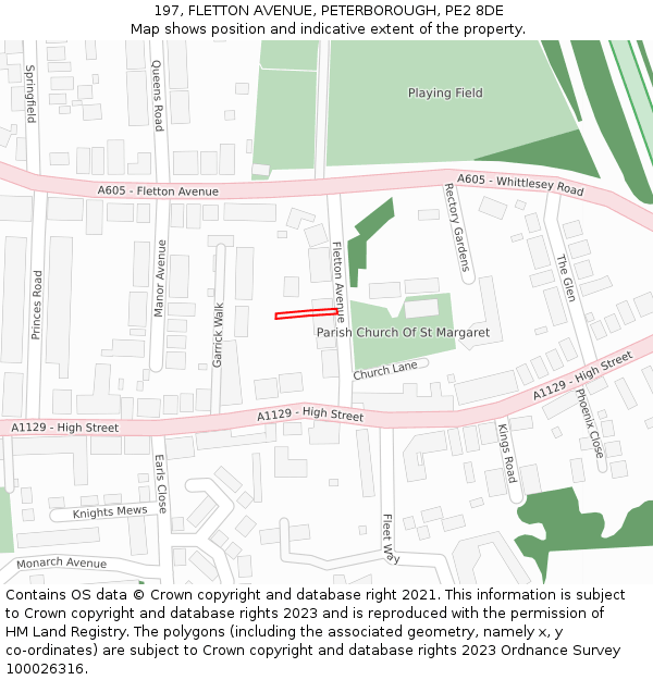 197, FLETTON AVENUE, PETERBOROUGH, PE2 8DE: Location map and indicative extent of plot