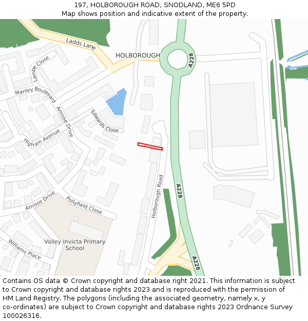 197, HOLBOROUGH ROAD, SNODLAND, ME6 5PD: Location map and indicative extent of plot