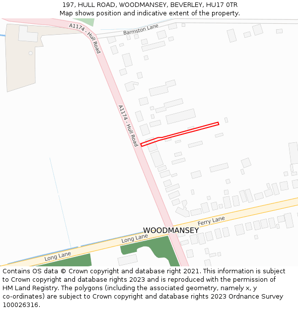 197, HULL ROAD, WOODMANSEY, BEVERLEY, HU17 0TR: Location map and indicative extent of plot