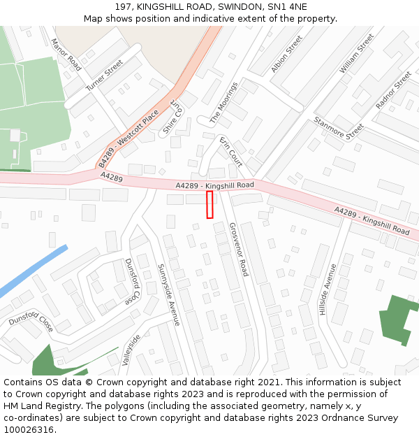 197, KINGSHILL ROAD, SWINDON, SN1 4NE: Location map and indicative extent of plot
