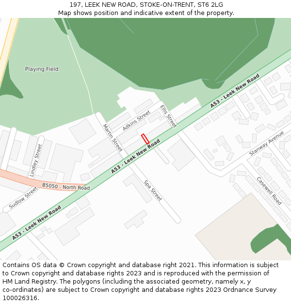 197, LEEK NEW ROAD, STOKE-ON-TRENT, ST6 2LG: Location map and indicative extent of plot