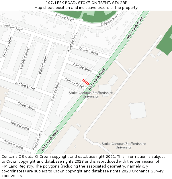 197, LEEK ROAD, STOKE-ON-TRENT, ST4 2BP: Location map and indicative extent of plot
