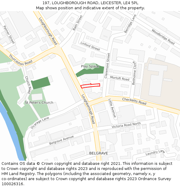 197, LOUGHBOROUGH ROAD, LEICESTER, LE4 5PL: Location map and indicative extent of plot