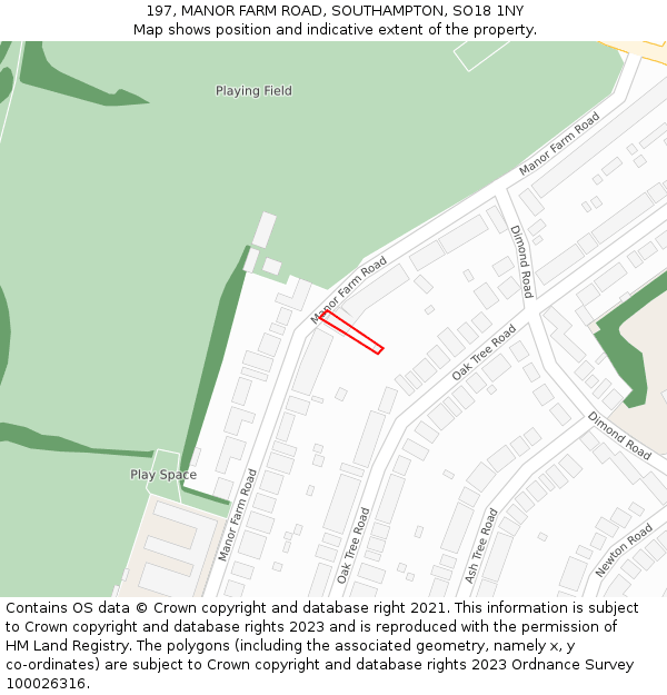 197, MANOR FARM ROAD, SOUTHAMPTON, SO18 1NY: Location map and indicative extent of plot