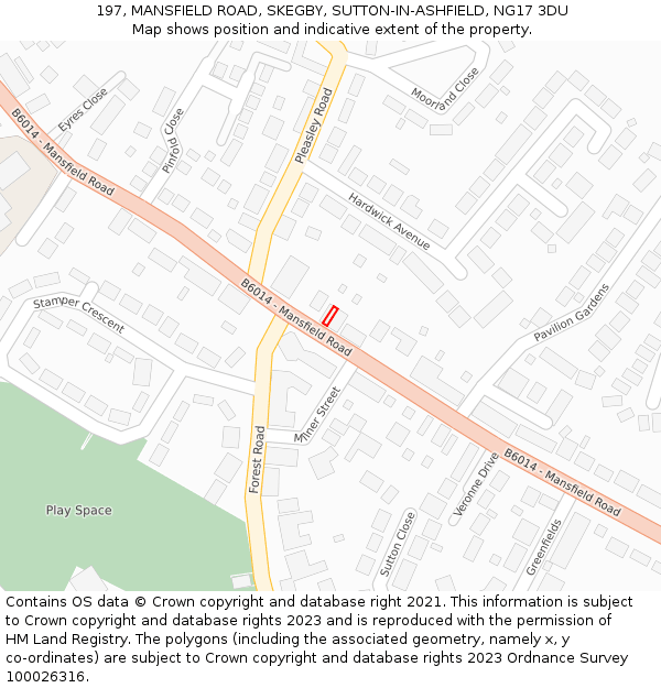 197, MANSFIELD ROAD, SKEGBY, SUTTON-IN-ASHFIELD, NG17 3DU: Location map and indicative extent of plot