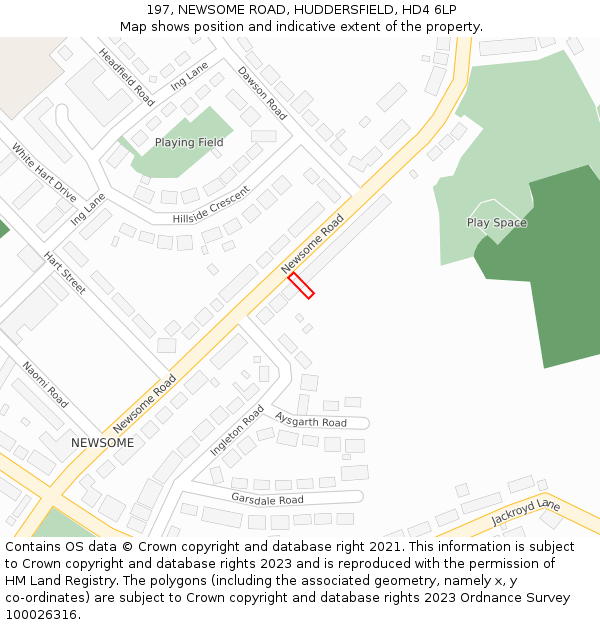 197, NEWSOME ROAD, HUDDERSFIELD, HD4 6LP: Location map and indicative extent of plot