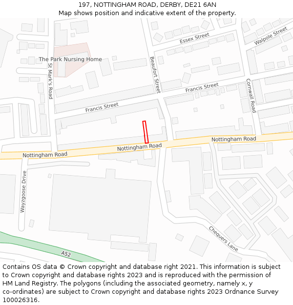 197, NOTTINGHAM ROAD, DERBY, DE21 6AN: Location map and indicative extent of plot