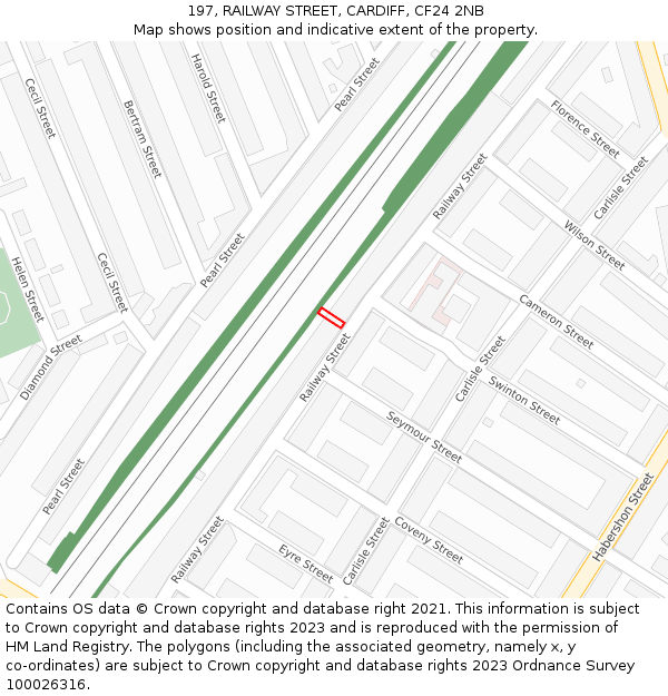 197, RAILWAY STREET, CARDIFF, CF24 2NB: Location map and indicative extent of plot