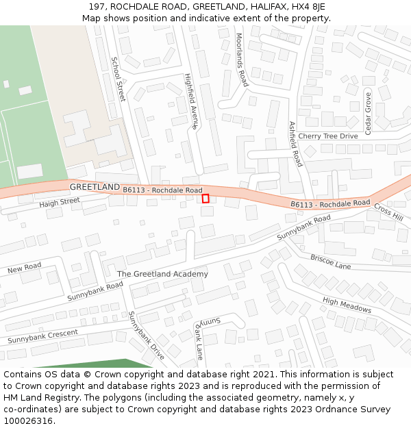 197, ROCHDALE ROAD, GREETLAND, HALIFAX, HX4 8JE: Location map and indicative extent of plot