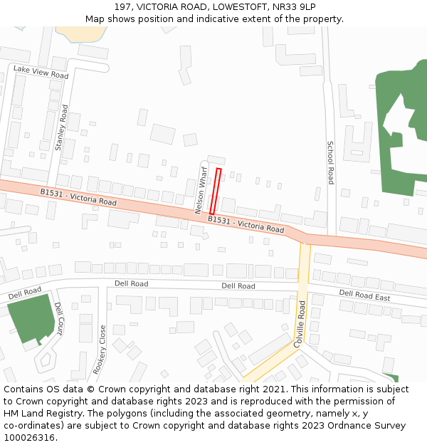 197, VICTORIA ROAD, LOWESTOFT, NR33 9LP: Location map and indicative extent of plot