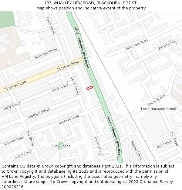 197, WHALLEY NEW ROAD, BLACKBURN, BB1 9TL: Location map and indicative extent of plot