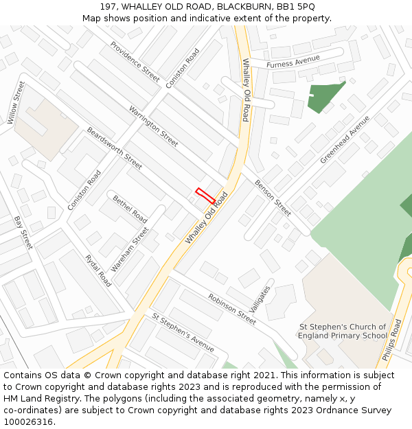 197, WHALLEY OLD ROAD, BLACKBURN, BB1 5PQ: Location map and indicative extent of plot