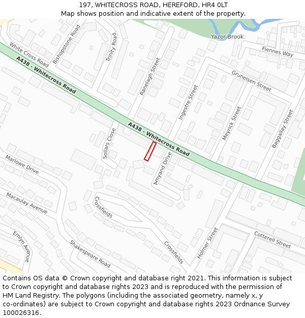 197, WHITECROSS ROAD, HEREFORD, HR4 0LT: Location map and indicative extent of plot