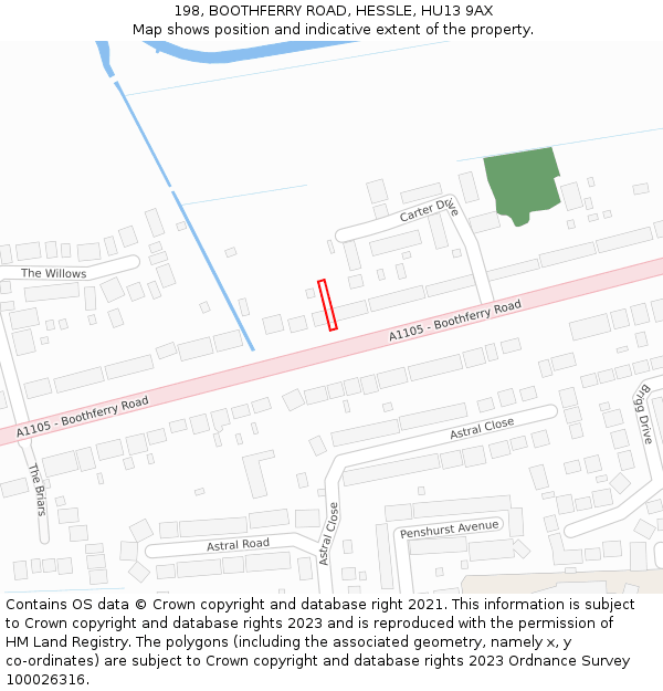 198, BOOTHFERRY ROAD, HESSLE, HU13 9AX: Location map and indicative extent of plot