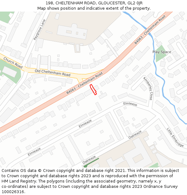 198, CHELTENHAM ROAD, GLOUCESTER, GL2 0JR: Location map and indicative extent of plot