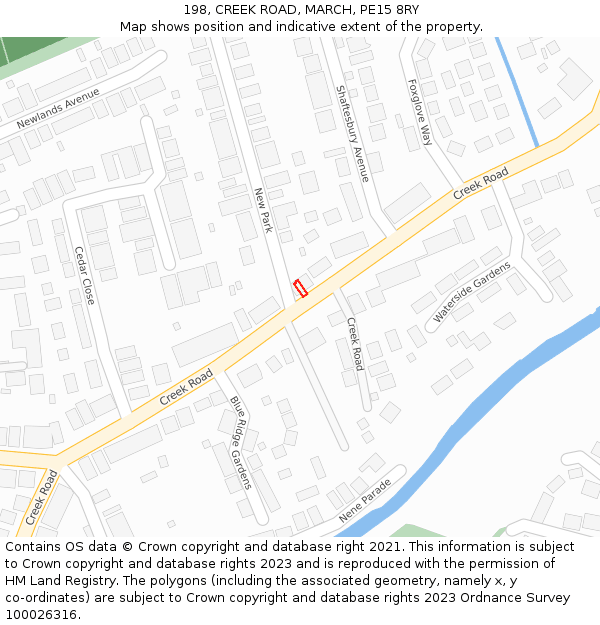 198, CREEK ROAD, MARCH, PE15 8RY: Location map and indicative extent of plot