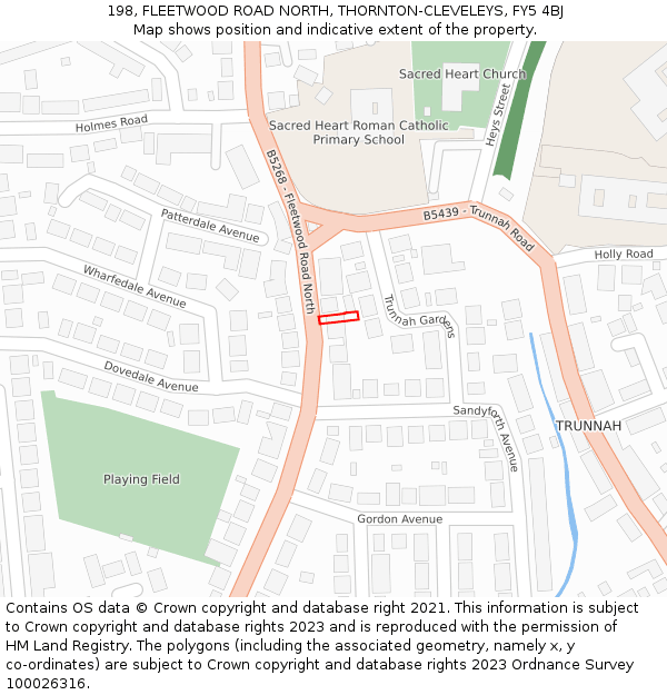 198, FLEETWOOD ROAD NORTH, THORNTON-CLEVELEYS, FY5 4BJ: Location map and indicative extent of plot