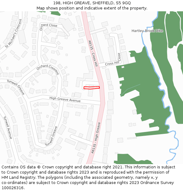 198, HIGH GREAVE, SHEFFIELD, S5 9GQ: Location map and indicative extent of plot