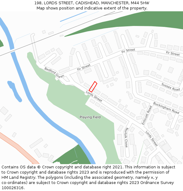 198, LORDS STREET, CADISHEAD, MANCHESTER, M44 5HW: Location map and indicative extent of plot