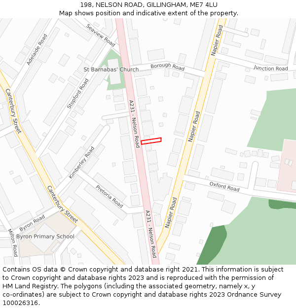 198, NELSON ROAD, GILLINGHAM, ME7 4LU: Location map and indicative extent of plot