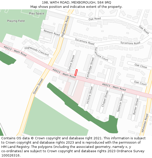 198, WATH ROAD, MEXBOROUGH, S64 9RQ: Location map and indicative extent of plot