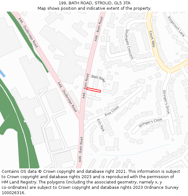 199, BATH ROAD, STROUD, GL5 3TA: Location map and indicative extent of plot