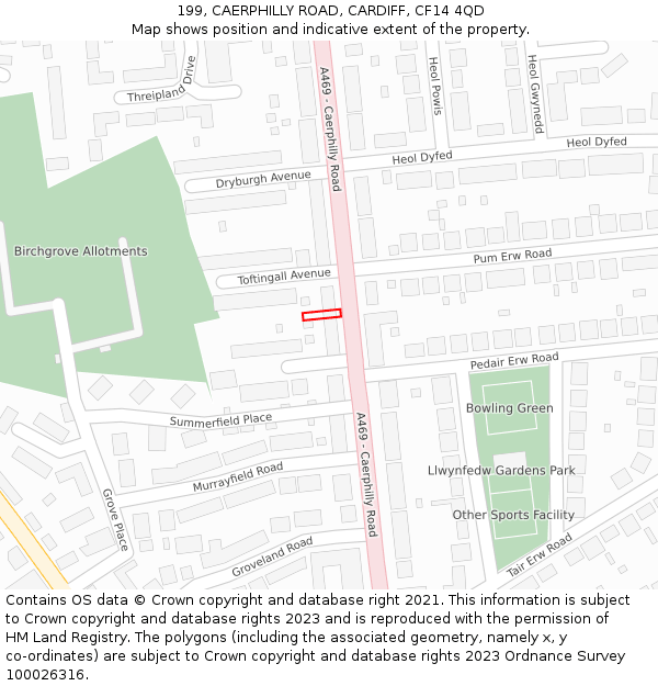 199, CAERPHILLY ROAD, CARDIFF, CF14 4QD: Location map and indicative extent of plot
