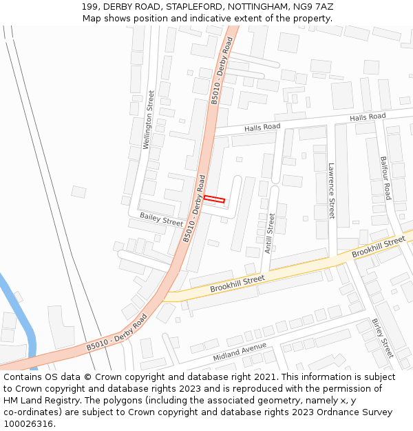 199, DERBY ROAD, STAPLEFORD, NOTTINGHAM, NG9 7AZ: Location map and indicative extent of plot