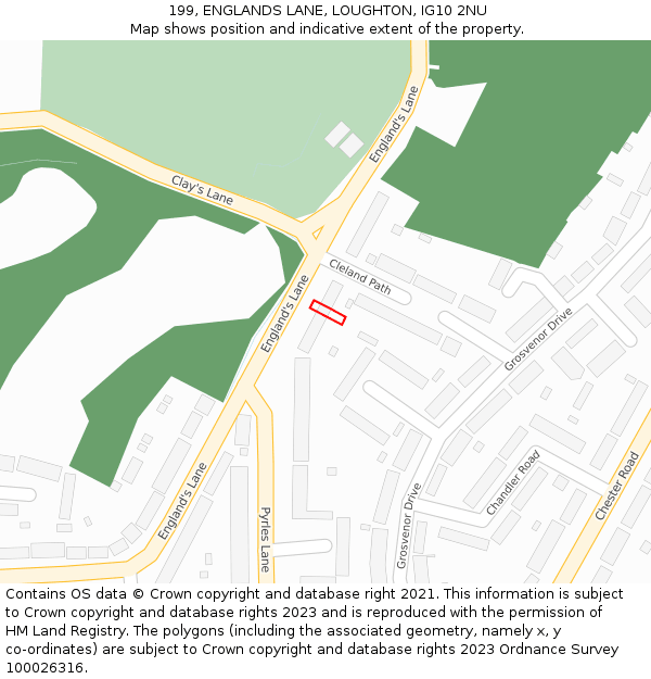 199, ENGLANDS LANE, LOUGHTON, IG10 2NU: Location map and indicative extent of plot