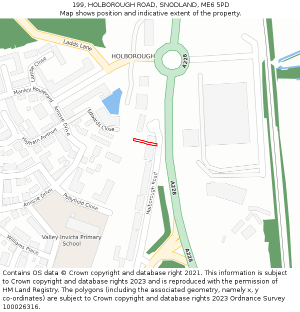 199, HOLBOROUGH ROAD, SNODLAND, ME6 5PD: Location map and indicative extent of plot