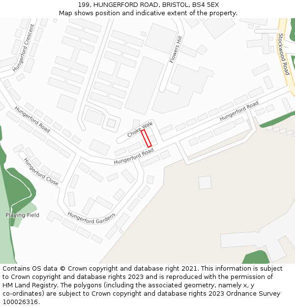 199, HUNGERFORD ROAD, BRISTOL, BS4 5EX: Location map and indicative extent of plot