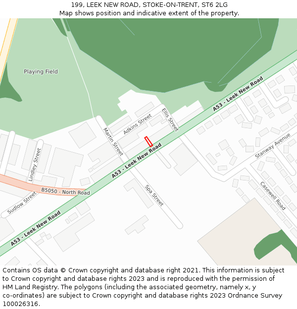 199, LEEK NEW ROAD, STOKE-ON-TRENT, ST6 2LG: Location map and indicative extent of plot