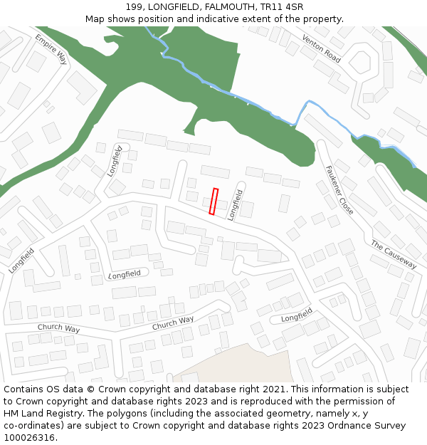 199, LONGFIELD, FALMOUTH, TR11 4SR: Location map and indicative extent of plot