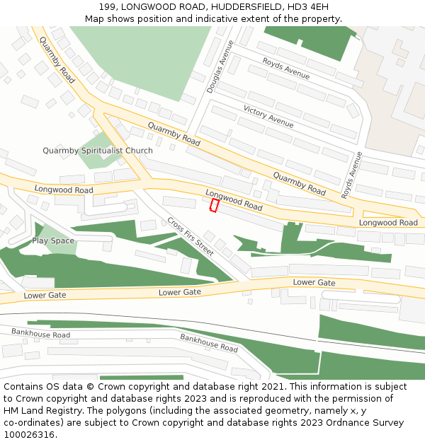 199, LONGWOOD ROAD, HUDDERSFIELD, HD3 4EH: Location map and indicative extent of plot