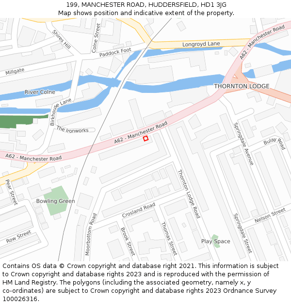 199, MANCHESTER ROAD, HUDDERSFIELD, HD1 3JG: Location map and indicative extent of plot